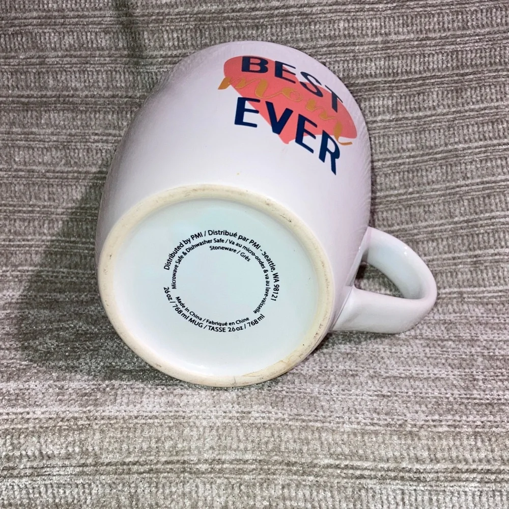 Best Mom Ever Mother’s Gift  Pink Heart Coffee Mug Cup Ceramic White 26 oz New